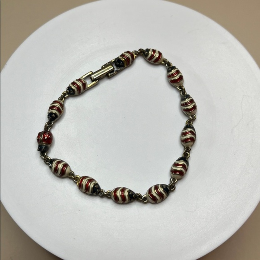 Vintage Joan Rivers American Flag Ladybug Bracelet